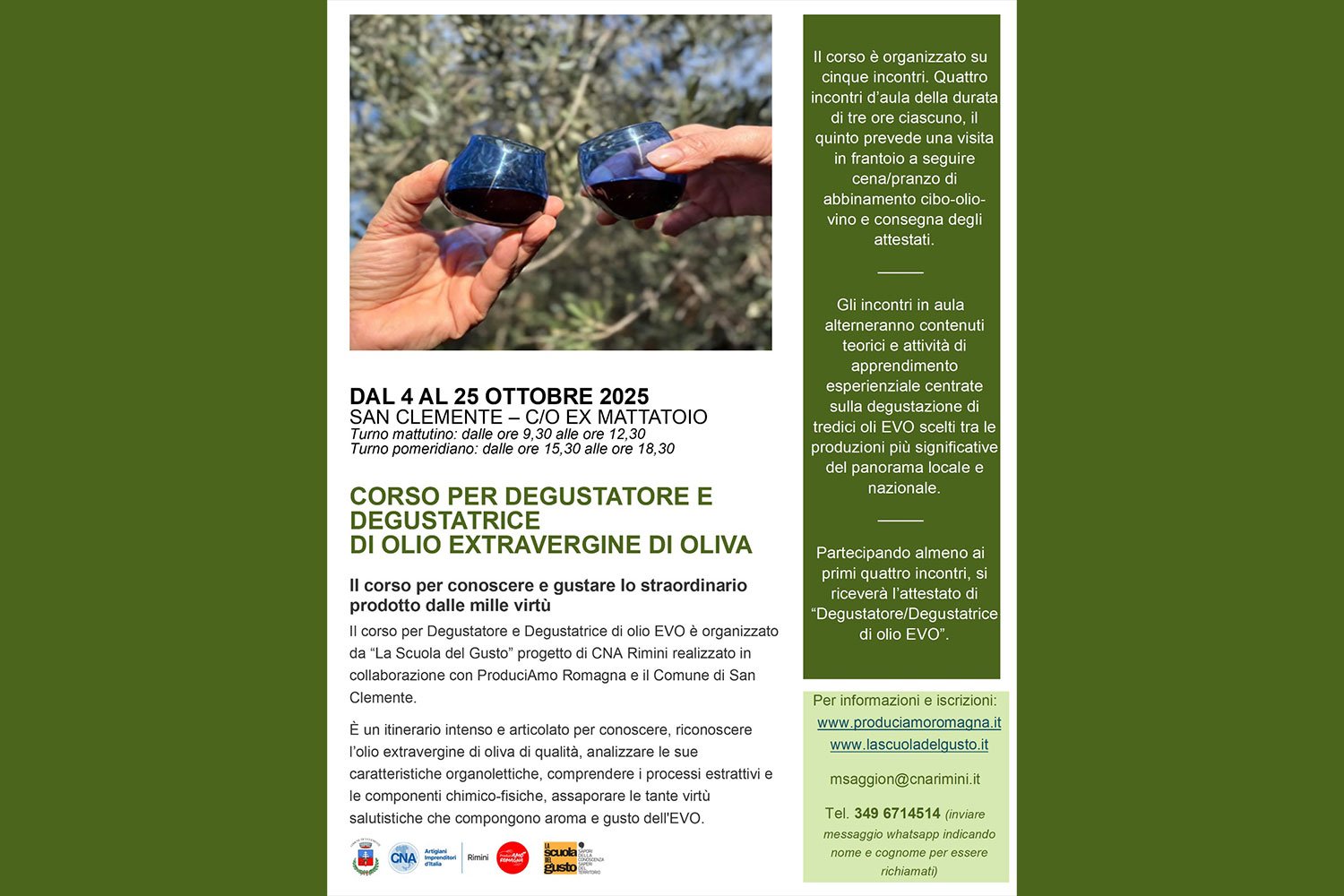 Corso per degustatori e degustatrici di Olio extravergine di Oliva 2025 – San Clemente